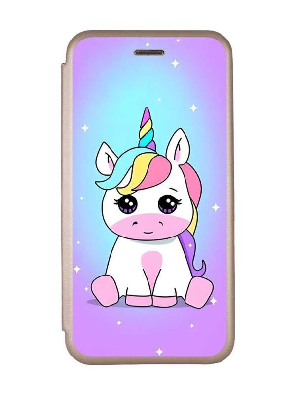 Чохол-книжка з малюнком на Xiaomi Redmi 7 :: Золотий :: Єдиноріг /принт 103/