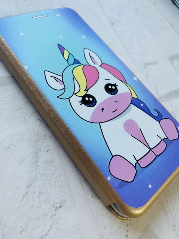Чохол-книжка з малюнком на Xiaomi Redmi 7 :: Золотий :: Єдиноріг /принт 103/