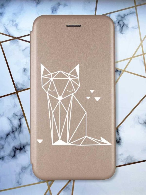Чохол-книжка з малюнком на Xiaomi Redmi 7 :: Золотий :: Лисиця /принт 127/