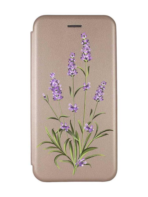 Чохол-книжка з малюнком на Xiaomi Redmi 7 :: Золотий :: Гілочки лаванди /принт 266/