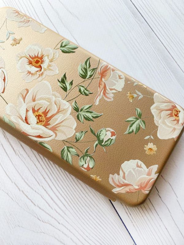 Чохол-книжка з малюнком на Xiaomi Redmi 7 :: Золотий :: Квіти пастельні /принт 277/