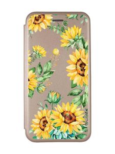 Чохол-книжка з малюнком на Xiaomi Redmi 7 :: Золотий :: Соняхи /принт 288/