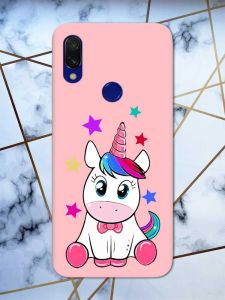 Матовий чохол з рожевими боками на Xiaomi Redmi 7 :: Єдиноріг /принт 102/