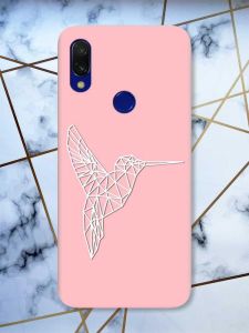 Матовий чохол з рожевими боками на Xiaomi Redmi 7 :: Колібрі /принт 123/