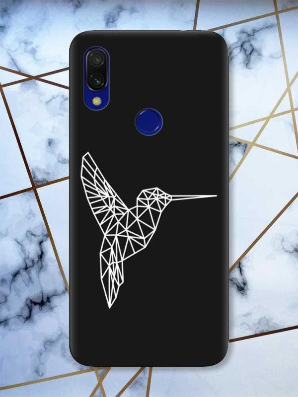 Матовий чохол з чорними боками на Xiaomi Redmi 7 :: Колібрі /принт 123/