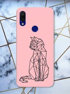 Матовий чохол з рожевими боками на Xiaomi Redmi 7 :: Котик /принт 124/