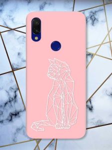 Матовий чохол з рожевими боками на Xiaomi Redmi 7 :: Котик /принт 125/