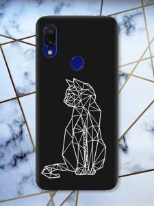 Матовий чохол з чорними боками на Xiaomi Redmi 7 :: Котик /принт 125/