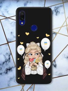 Матовий чохол з чорними боками на Xiaomi Redmi 7 :: Українка з солодощами /принт 175/
