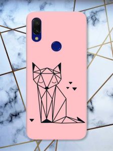 Матовий чохол з рожевими боками на Xiaomi Redmi 7 :: Лисиця /принт 126/