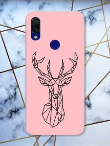 Матовий чохол з рожевими боками на Xiaomi Redmi 7 :: Олень /принт 128/