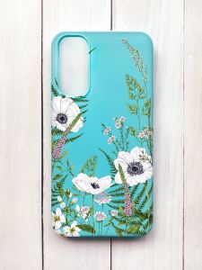 Матовий чохол на Samsung A34 5G Бірюзовий :: Квіти польові (принт 363)