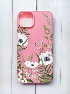 Матовий чохол на iPhone 15 Plus Рожевий :: Квіти польові (принт 363)