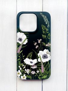 Матовий чохол на iPhone 15 Plus Чорний :: Квіти польові (принт 363)