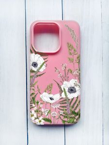 Матовий чохол на iPhone 15 Pro Рожевий :: Квіти польові (принт 363)