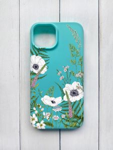 Матовий чохол на iPhone 15 Бірюзовий :: Квіти польові (принт 363)