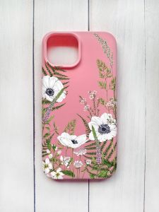 Матовий чохол на iPhone 15 Рожевий :: Квіти польові (принт 363)