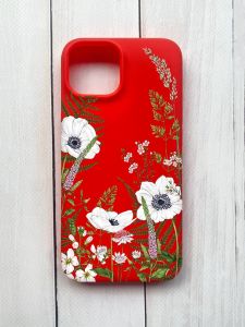 Матовий чохол на iPhone 15 Червоний :: Квіти польові (принт 363)