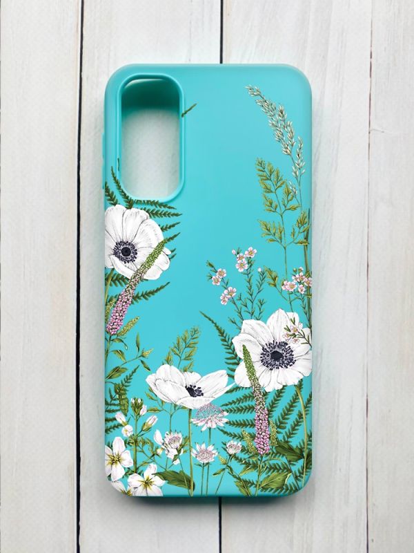 Матовий чохол на Samsung Galaxy A24 Бірюзовий :: Квіти польові (принт 363)