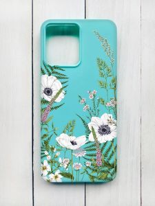 Матовий чохол на Xiaomi Redmi 12 Бірюзовий :: Квіти польові (принт 363)