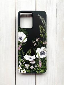 Матовий чохол на Xiaomi Redmi 12 Чорний :: Квіти польові (принт 363)