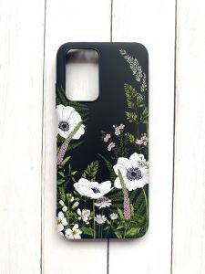Матовий чохол на Xiaomi Redmi 10 Чорний :: Квіти польові (принт 363)