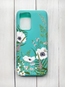 Матовий чохол на Xiaomi Redmi 10 Бірюзовий :: Квіти польові (принт 363)