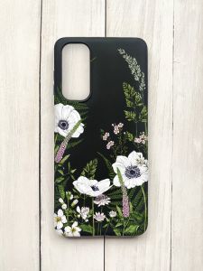 Матовий чохол на Samsung Galaxy M54 Чорний :: Квіти польові (принт 363)