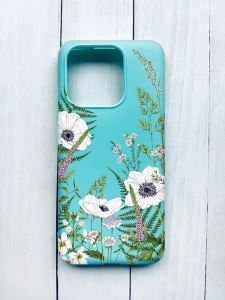 Матовий чохол на Xiaomi Redmi 12C Бірюзовий :: Квіти польові (принт 363)