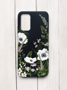 Матовий чохол на Xiaomi Redmi 9T Чорний :: Квіти польові (принт 363)