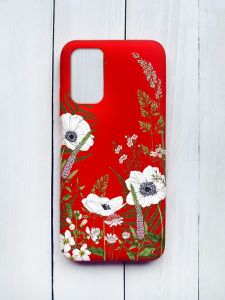 Матовий чохол на Xiaomi Redmi 9T Червоний :: Квіти польові (принт 363)