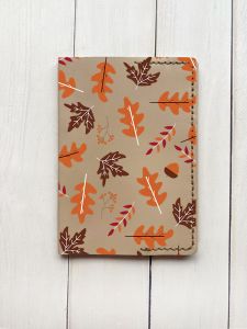 Шкіряна обкладинка на паспорт книжку :: Бежева (принт 107)