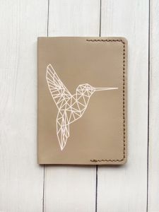 Шкіряна обкладинка на паспорт книжку :: Бежева (принт 123)