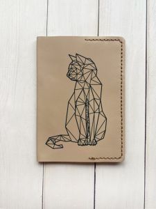 Шкіряна обкладинка на паспорт книжку :: Бежева (принт 124)