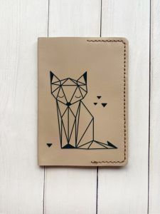 Шкіряна обкладинка на паспорт книжку :: Бежева (принт 126)