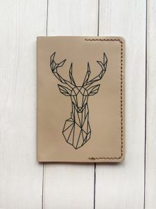 Шкіряна обкладинка на паспорт книжку :: Бежева (принт 128)