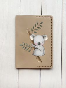 Шкіряна обкладинка на паспорт книжку :: Бежева (принт 132)