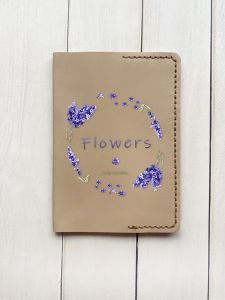 Шкіряна обкладинка на паспорт книжку :: Бежева (принт 19)