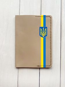 Шкіряна обкладинка на паспорт книжку :: Бежева (принт 253)