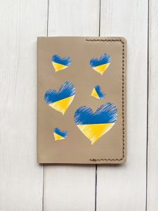 Шкіряна обкладинка на паспорт книжку :: Бежева (принт 258)