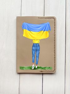 Шкіряна обкладинка на паспорт книжку :: Бежева (принт 263)