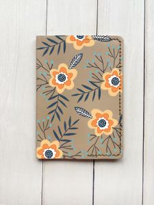 Шкіряна обкладинка на паспорт книжку :: Бежева (принт 268)