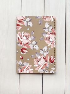 Шкіряна обкладинка на паспорт книжку :: Бежева (принт 273)