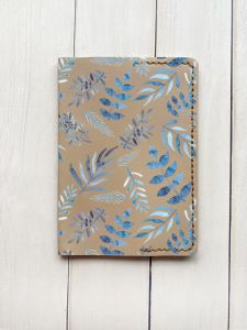 Шкіряна обкладинка на паспорт книжку :: Бежева (принт 276)