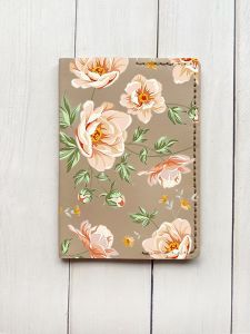 Шкіряна обкладинка на паспорт книжку :: Бежева (принт 277)