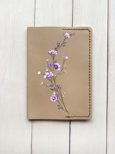 Шкіряна обкладинка на паспорт книжку :: Бежева (принт 278)