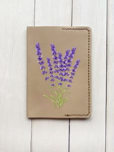 Шкіряна обкладинка на паспорт книжку :: Бежева (принт 28)