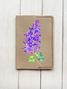 Шкіряна обкладинка на паспорт книжку :: Бежева (принт 280)