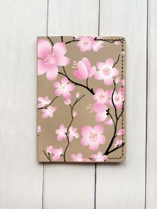 Шкіряна обкладинка на паспорт книжку :: Бежева (принт 282)