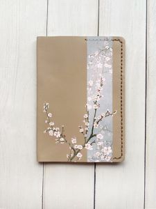 Шкіряна обкладинка на паспорт книжку :: Бежева (принт 285)